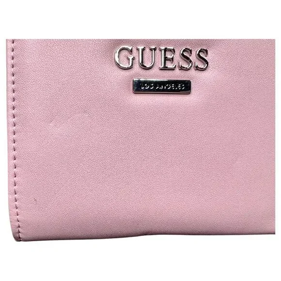 Guess Pink Leather Bifold Wallet Card Holder Coin Purse Los Angeles - Picture 2 of 9
